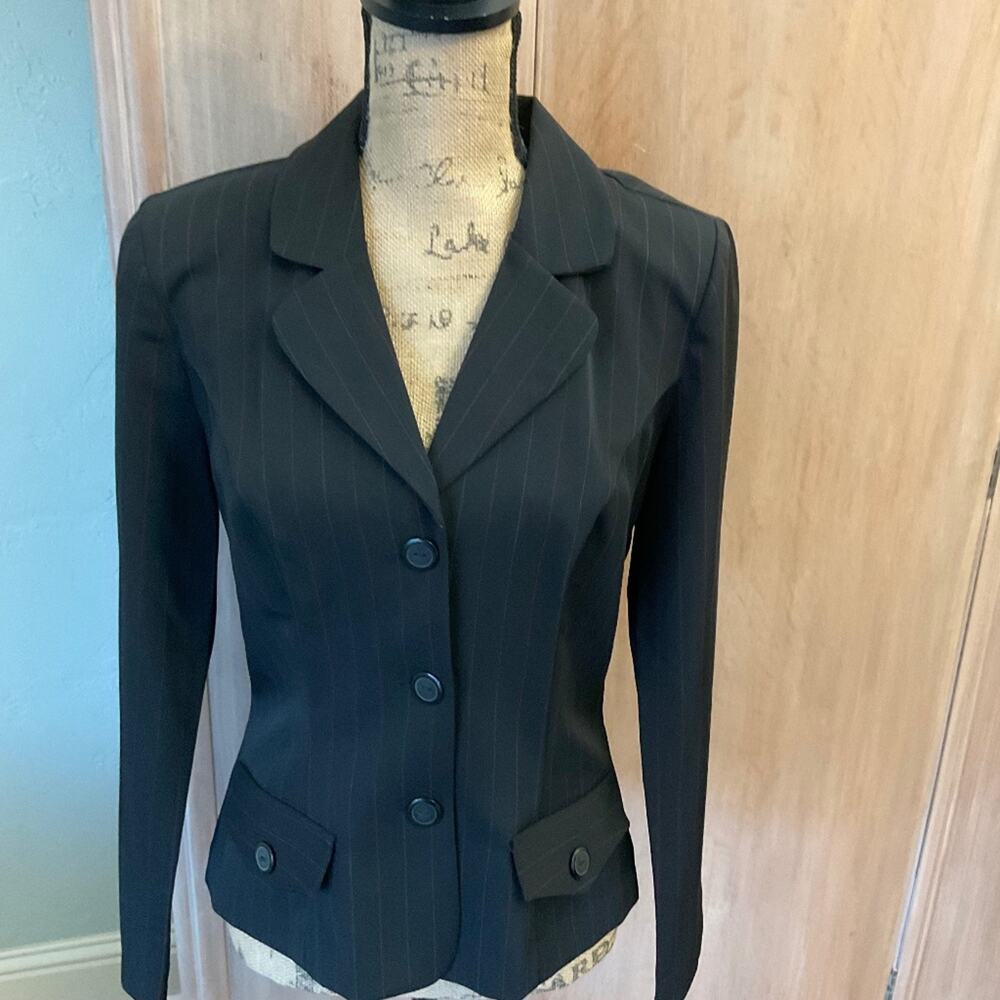 Vintage y2k Office Siren Mini black pinstripe fitted Blazer My Michelle Y2K 9